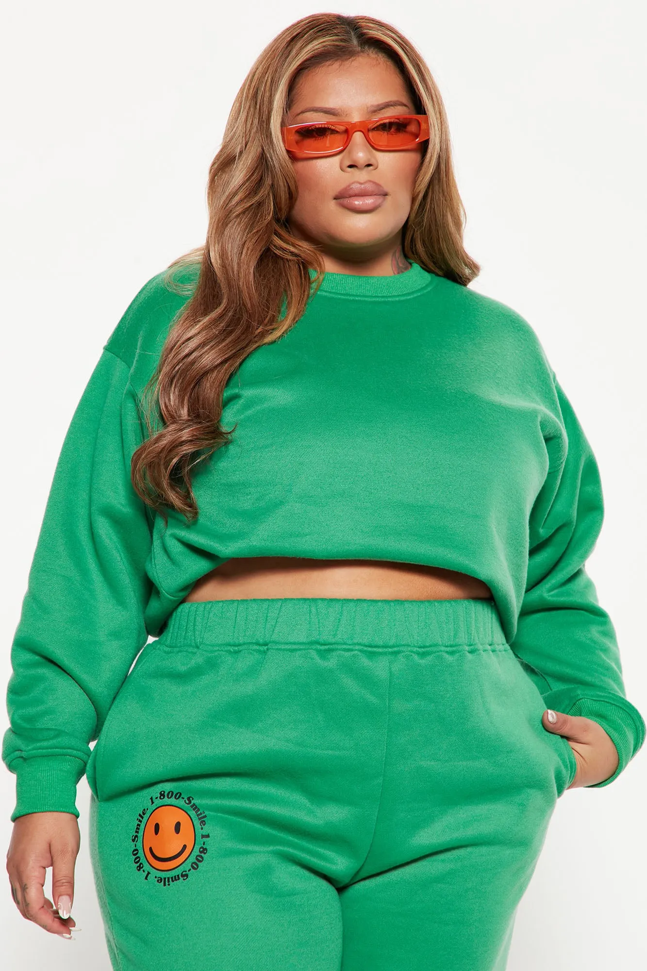 1 800 Smile Happy Face Sweatshirt - Kelly Green