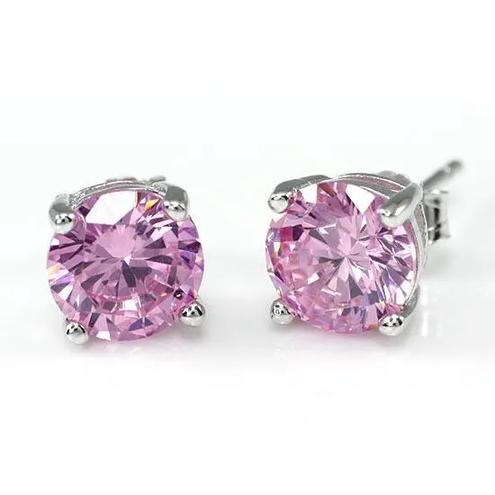 1 Carat Pink Created Sapphire 925 Sterling Silver Stud Earrings MXFE8115