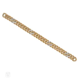 1960s 18k gold, platinum, and diamond curblink bracelet