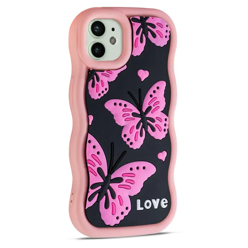 3D Silicone Soft Wave Edges Mobile Back Case For Apple iPhone 12