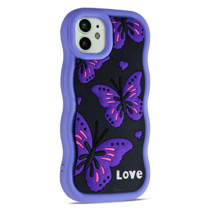 3D Silicone Soft Wave Edges Mobile Back Case For Apple iPhone 12