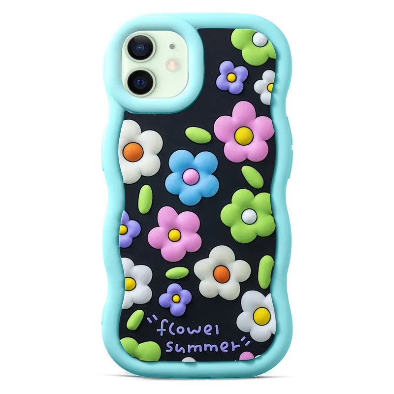 3D Silicone Soft Wave Edges Mobile Back Case For Apple iPhone 12