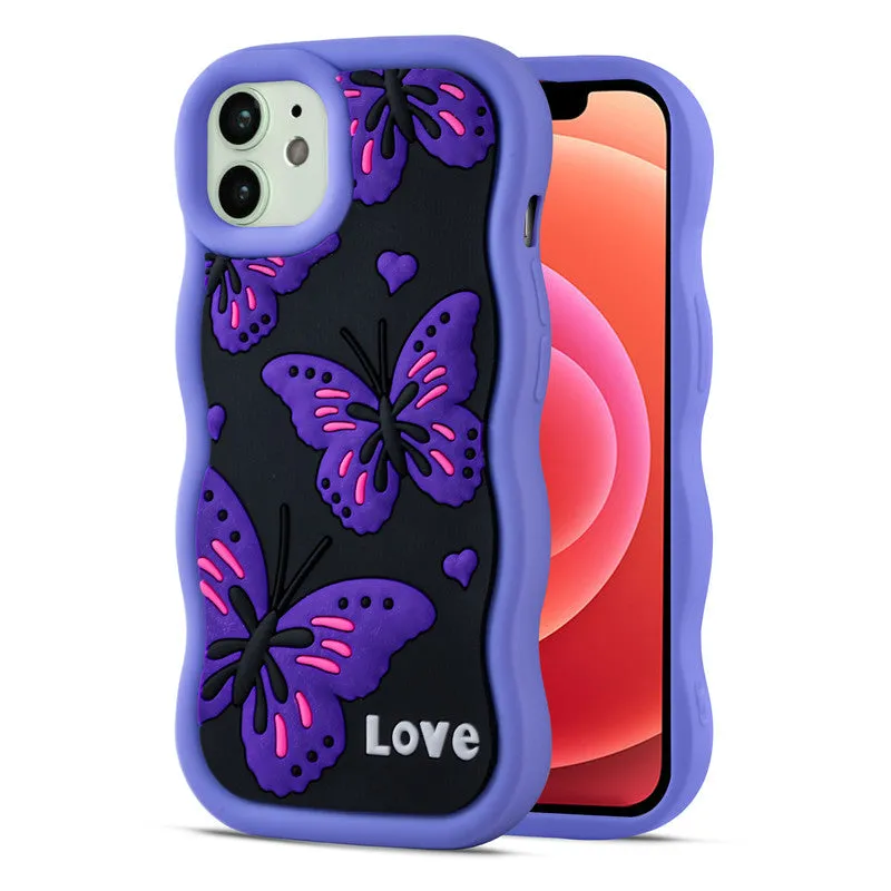 3D Silicone Soft Wave Edges Mobile Back Case For Apple iPhone 12