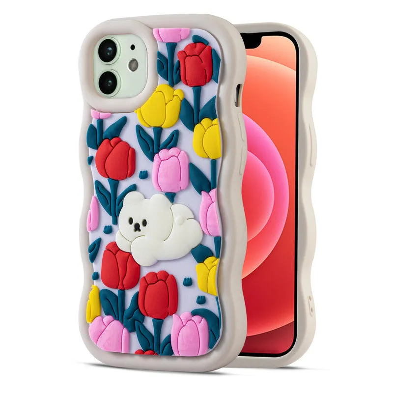 3D Silicone Soft Wave Edges Mobile Back Case For Apple iPhone 12