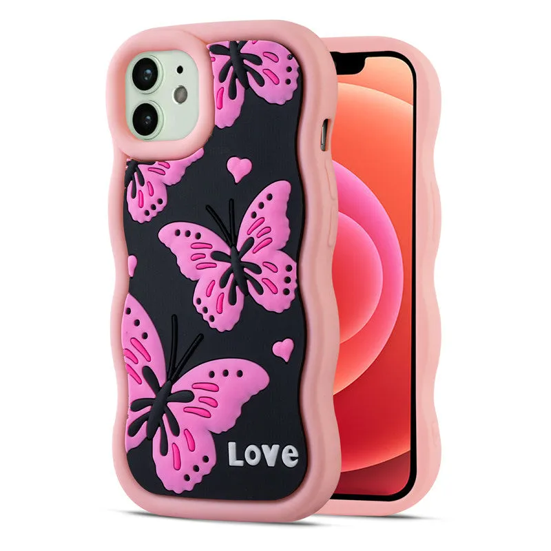 3D Silicone Soft Wave Edges Mobile Back Case For Apple iPhone 12