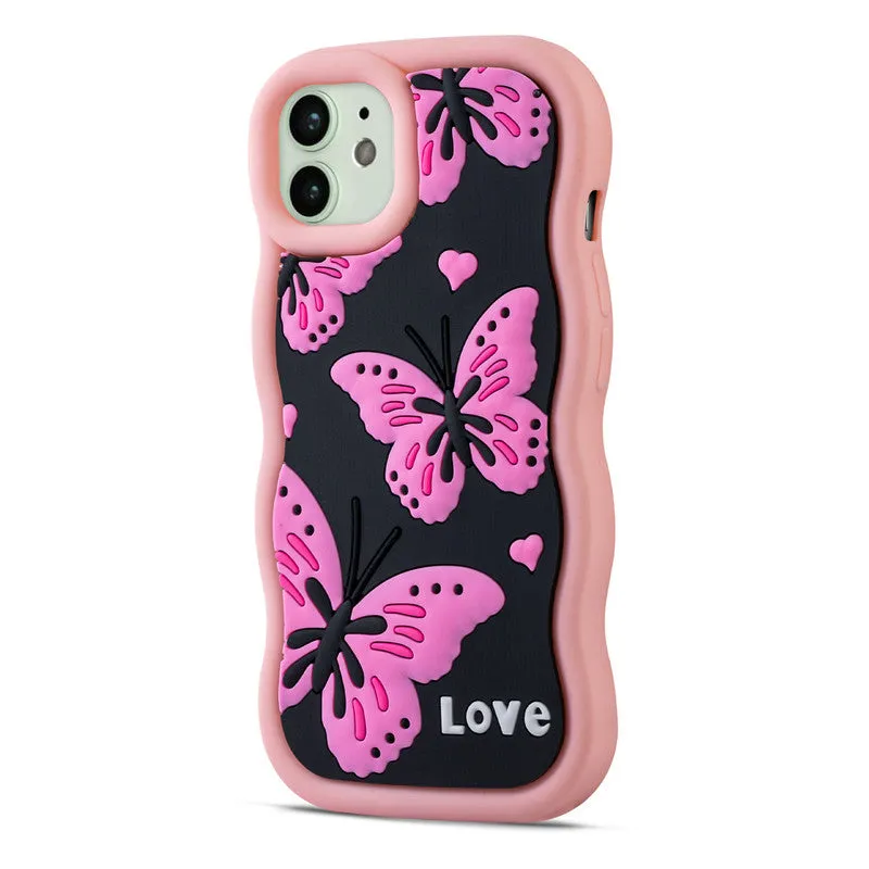 3D Silicone Soft Wave Edges Mobile Back Case For Apple iPhone 12