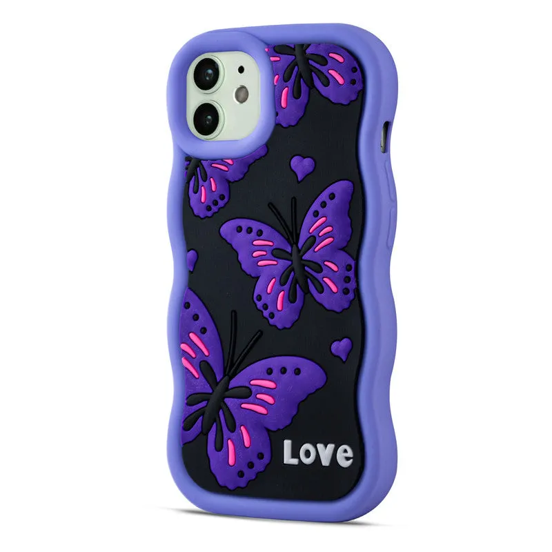 3D Silicone Soft Wave Edges Mobile Back Case For Apple iPhone 12