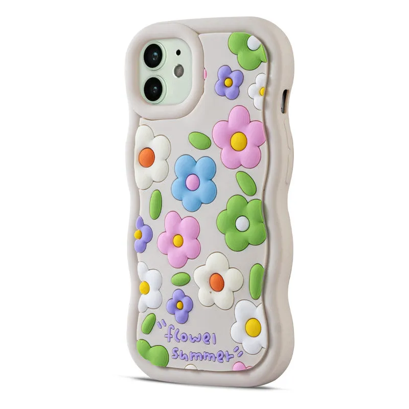 3D Silicone Soft Wave Edges Mobile Back Case For Apple iPhone 12