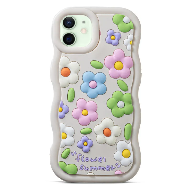 3D Silicone Soft Wave Edges Mobile Back Case For Apple iPhone 12