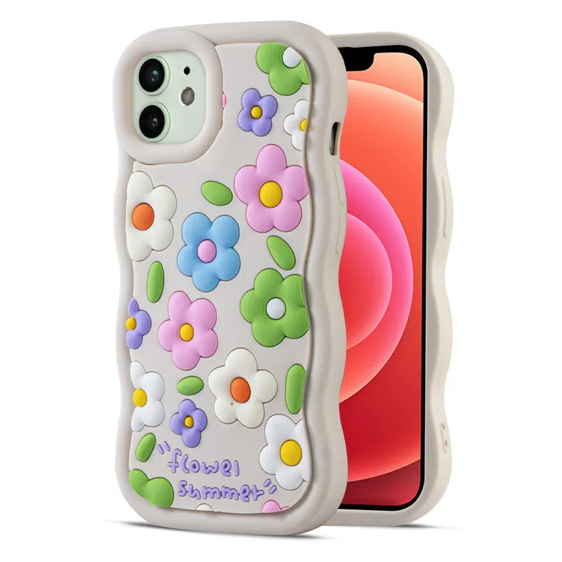 3D Silicone Soft Wave Edges Mobile Back Case For Apple iPhone 12