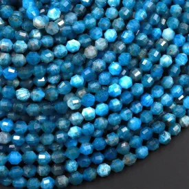 A Grade Natural Apatite 4mm 5mm Rounded Beads Faceted Energy Prism Double Terminated Points 15.5" Strand