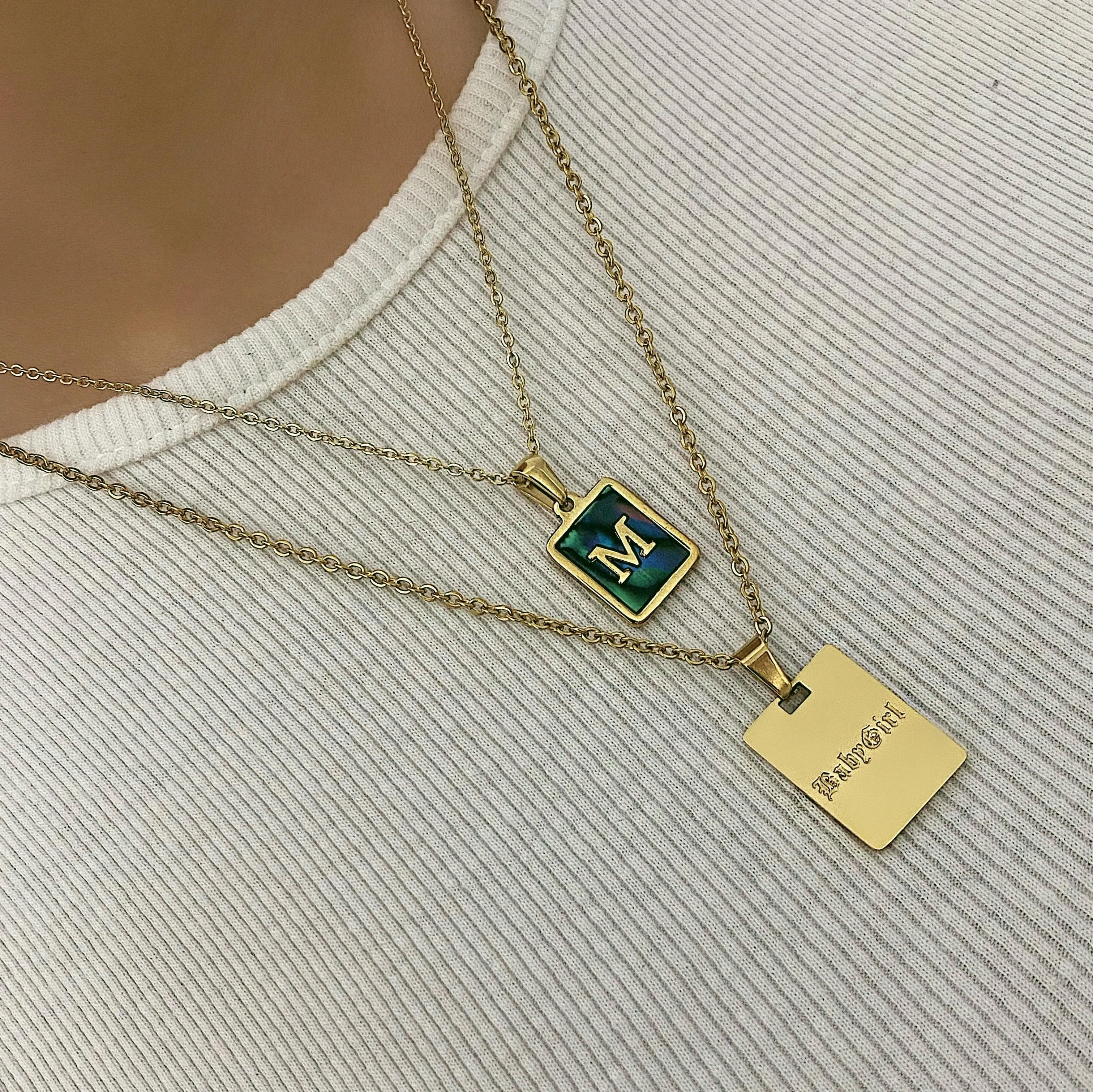 Abalone Initial Necklace