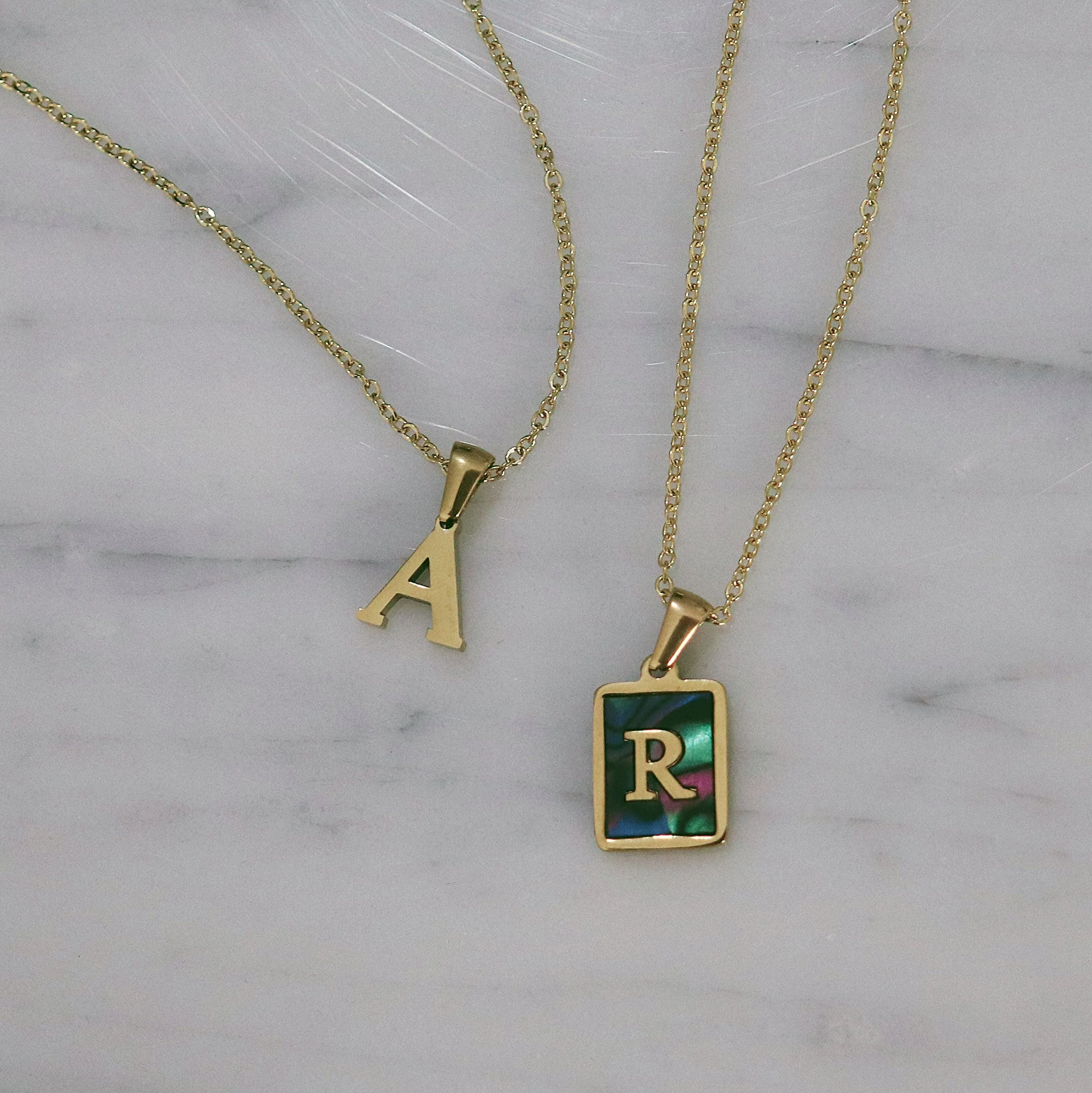 Abalone Initial Necklace