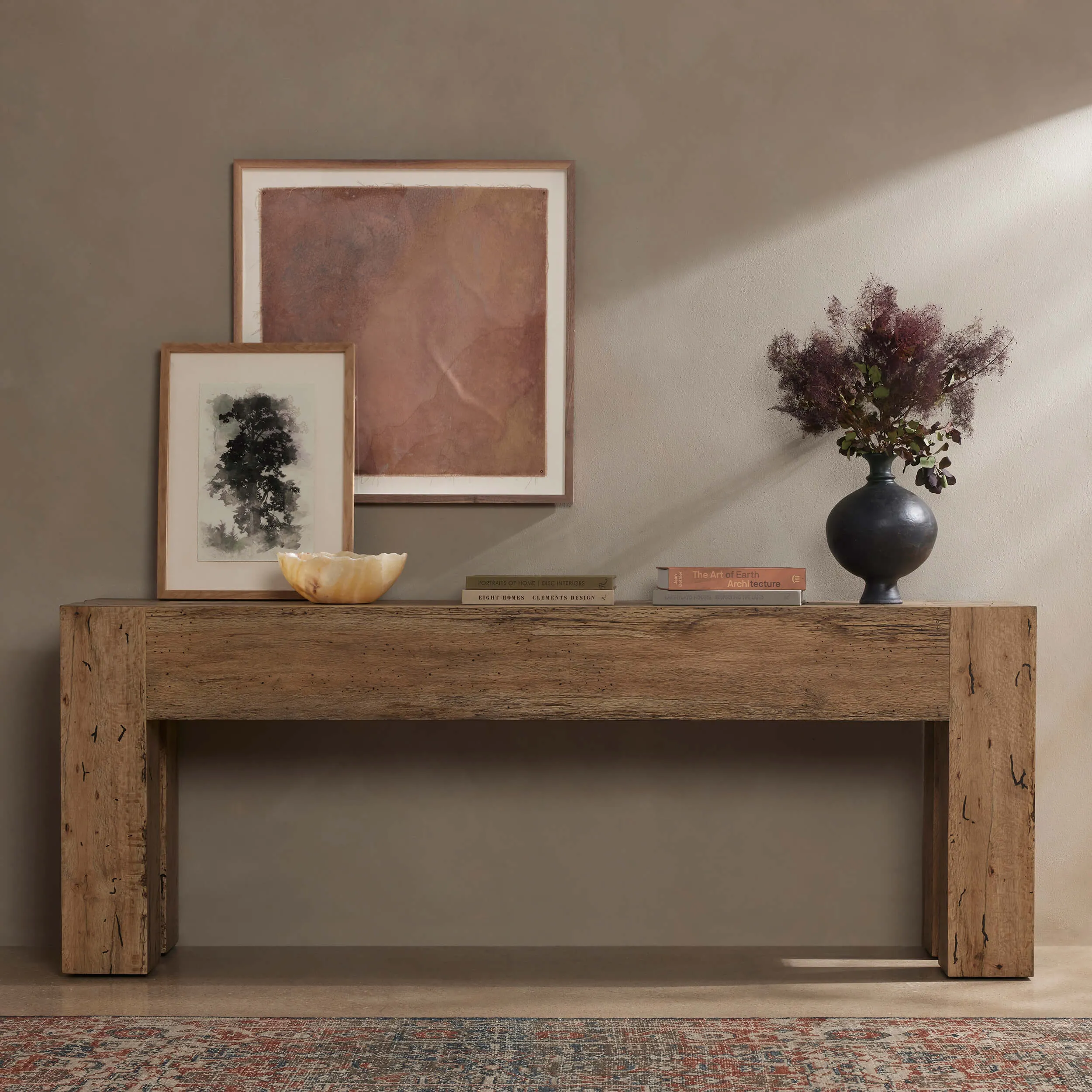 Abaso Console Table, Rustic Wormwood