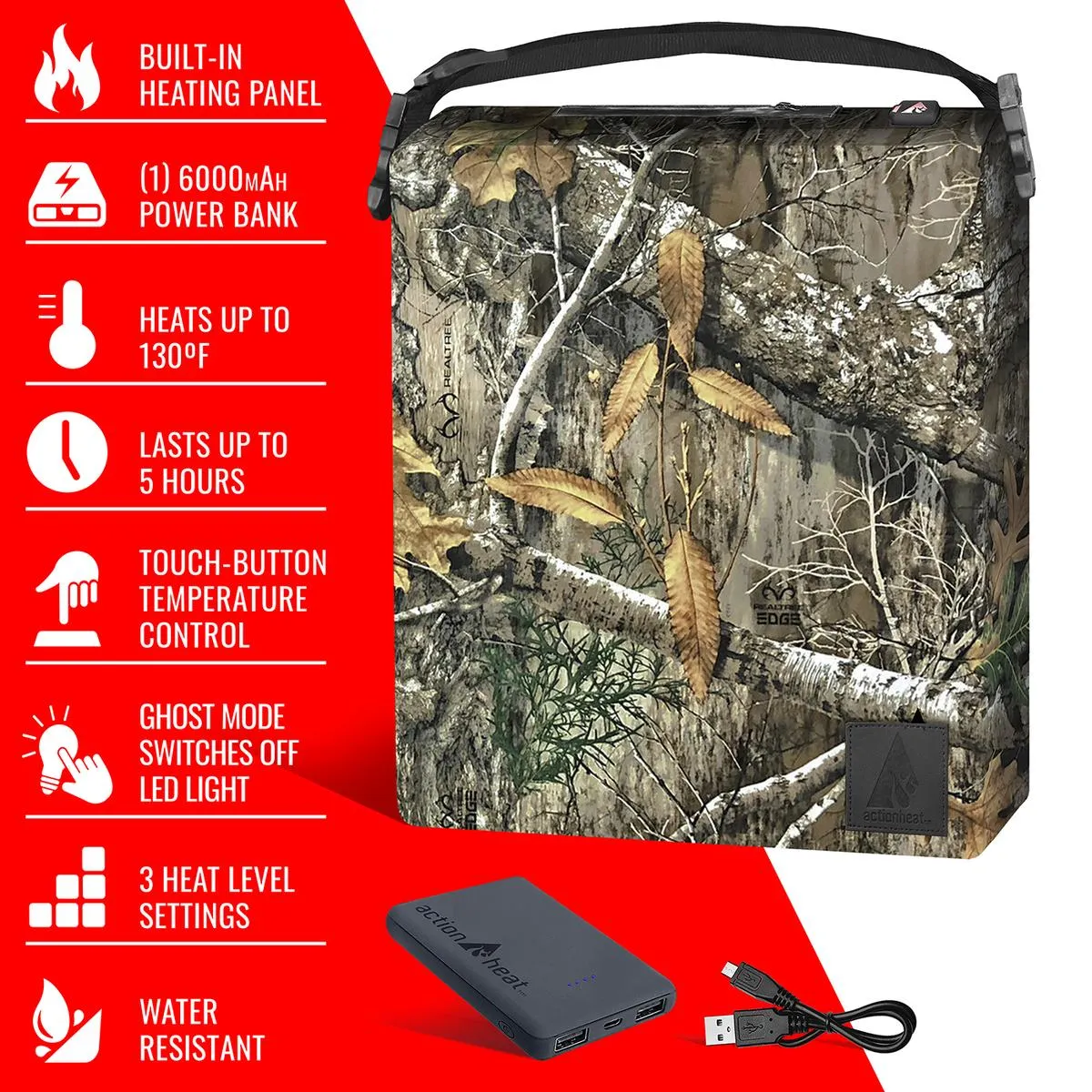 ActionHeat 5V Heated Hunting Seat Cushion - Camoflauge