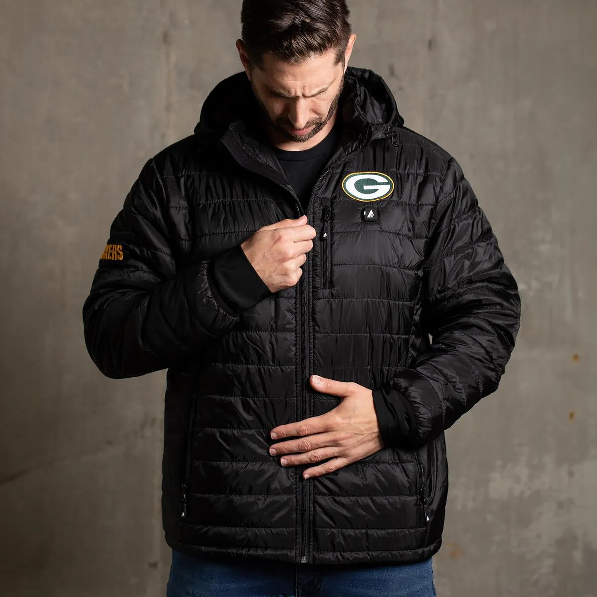 ActionHeat Green Bay Packers 5V Men's Puffer Battery Heated Jacket