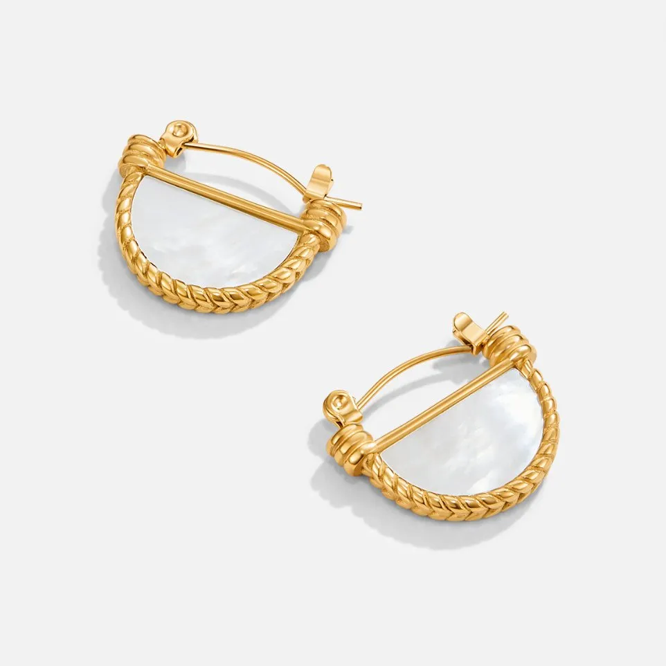 Adelfa White Shell Hoop Earrings