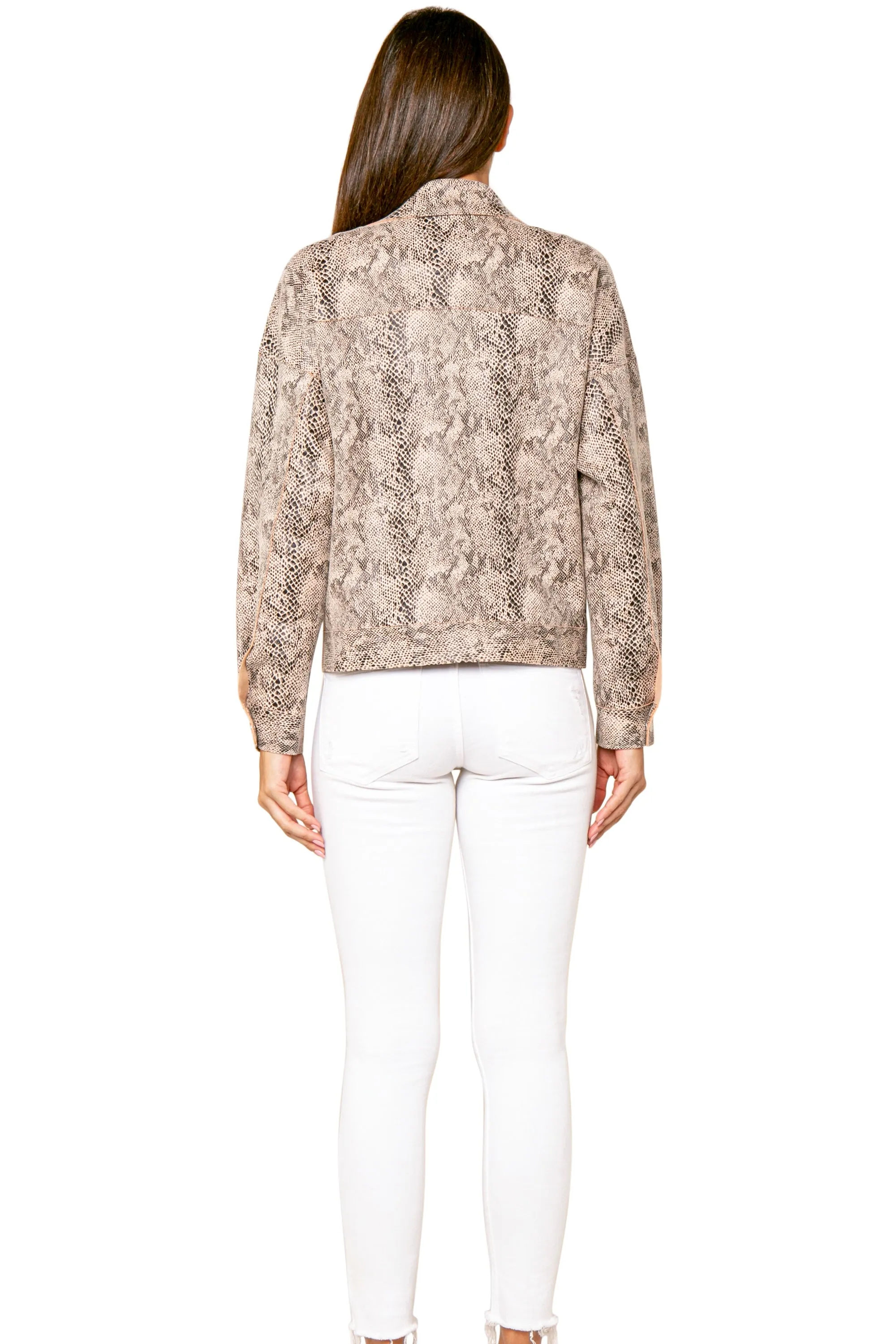 Anthony Snake Print Biker Jacket