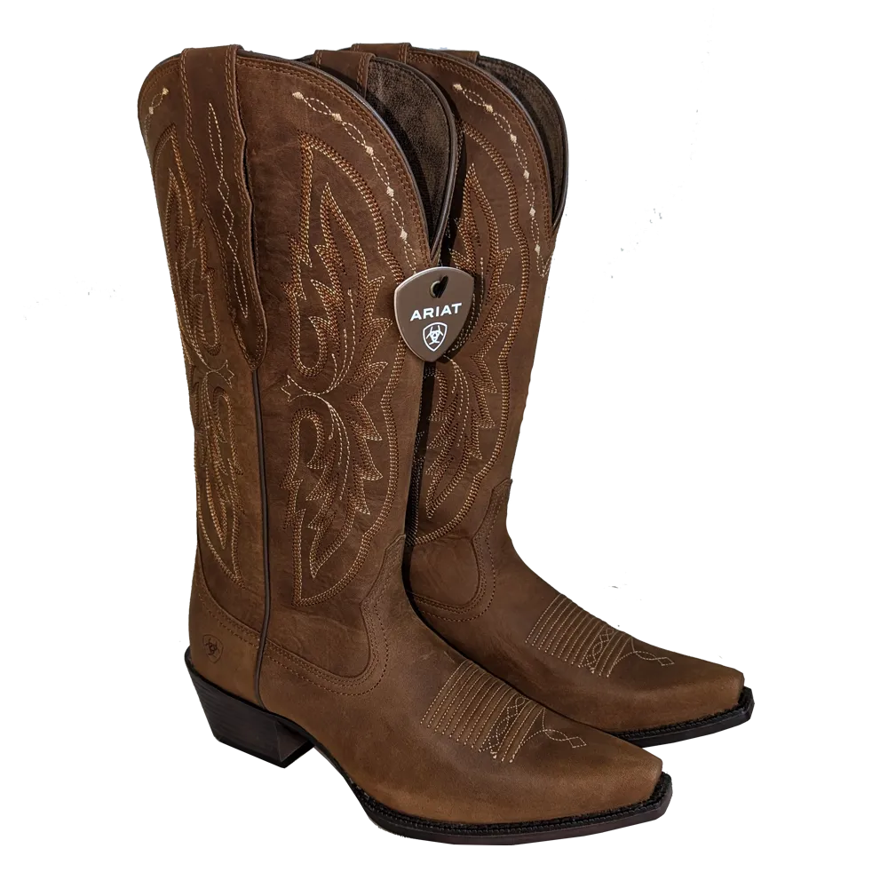 Ariat Ladies Heritage Elastic Calf Brown Snip Toe Boots 10036047