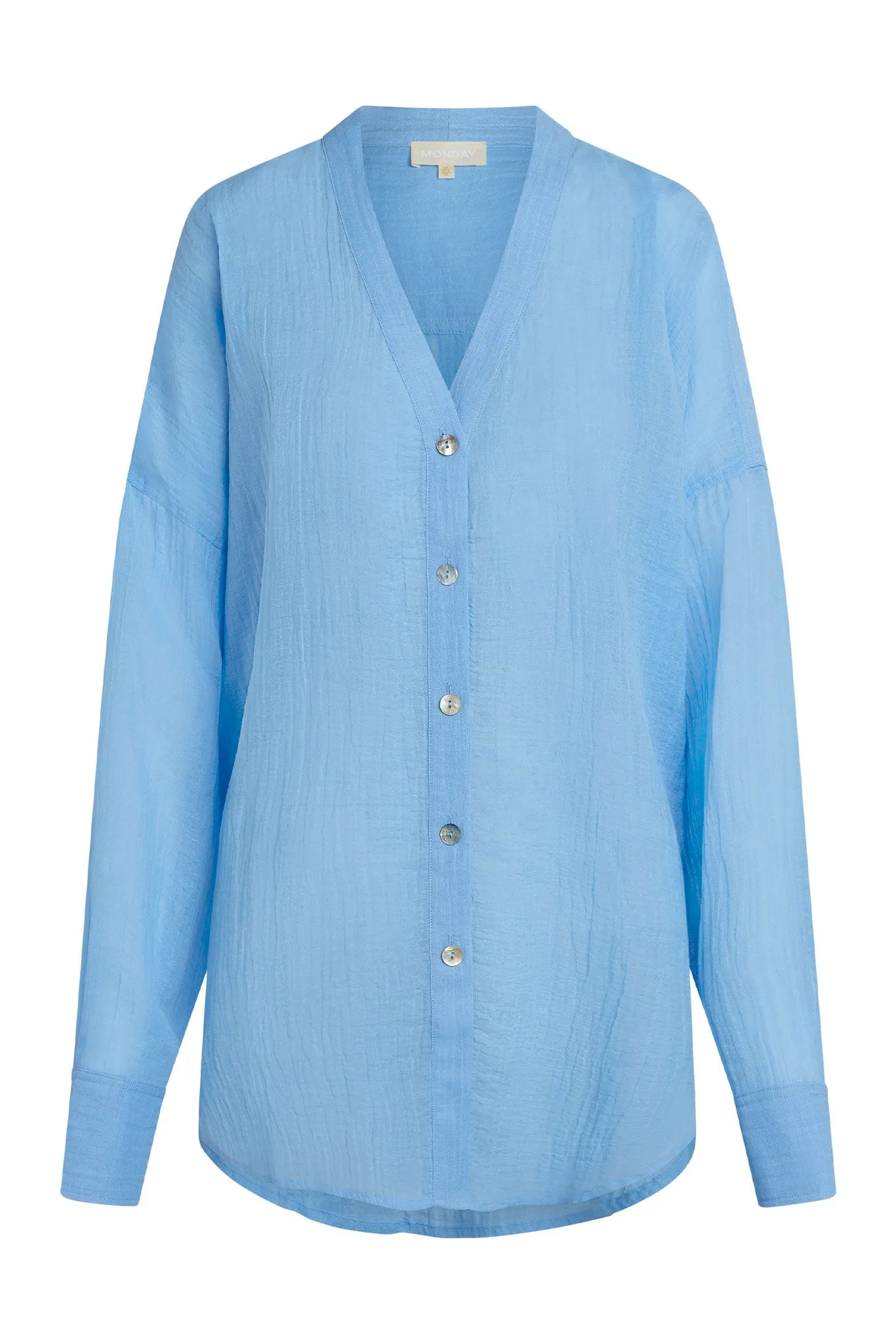 Barcelona Tunic - Ibiza Blue Crinkle Linen