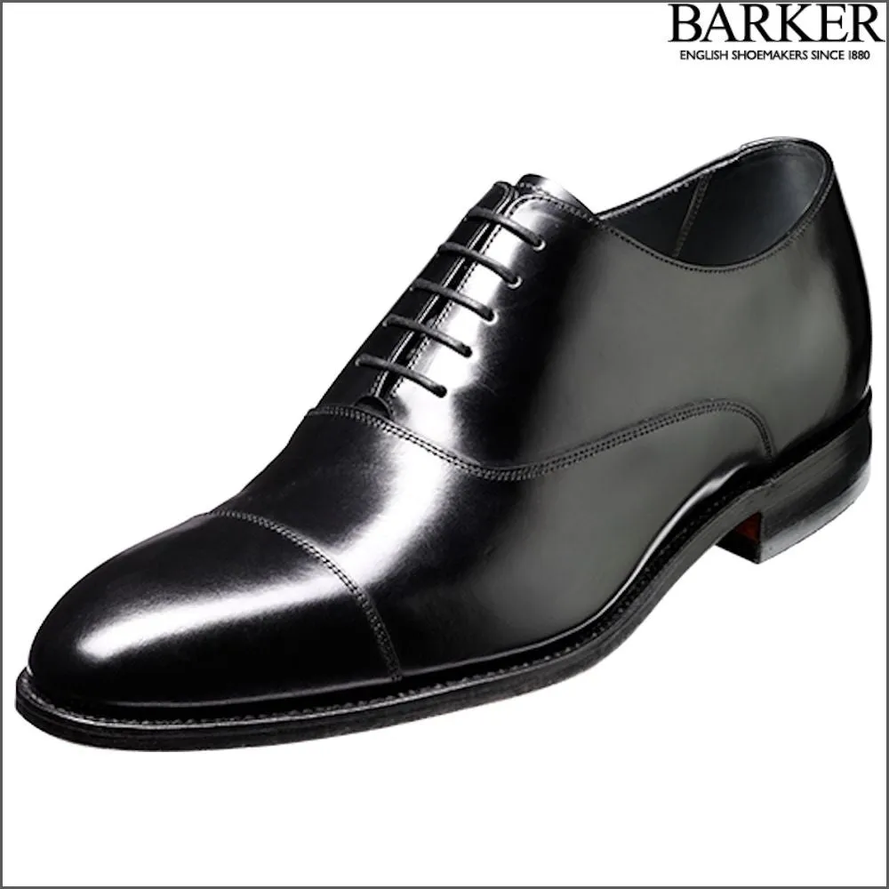 Barker Winsford Black Polish Oxford Toe Cap--