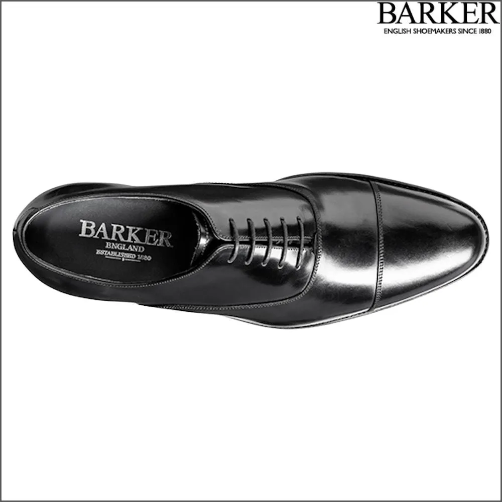 Barker Winsford Black Polish Oxford Toe Cap--