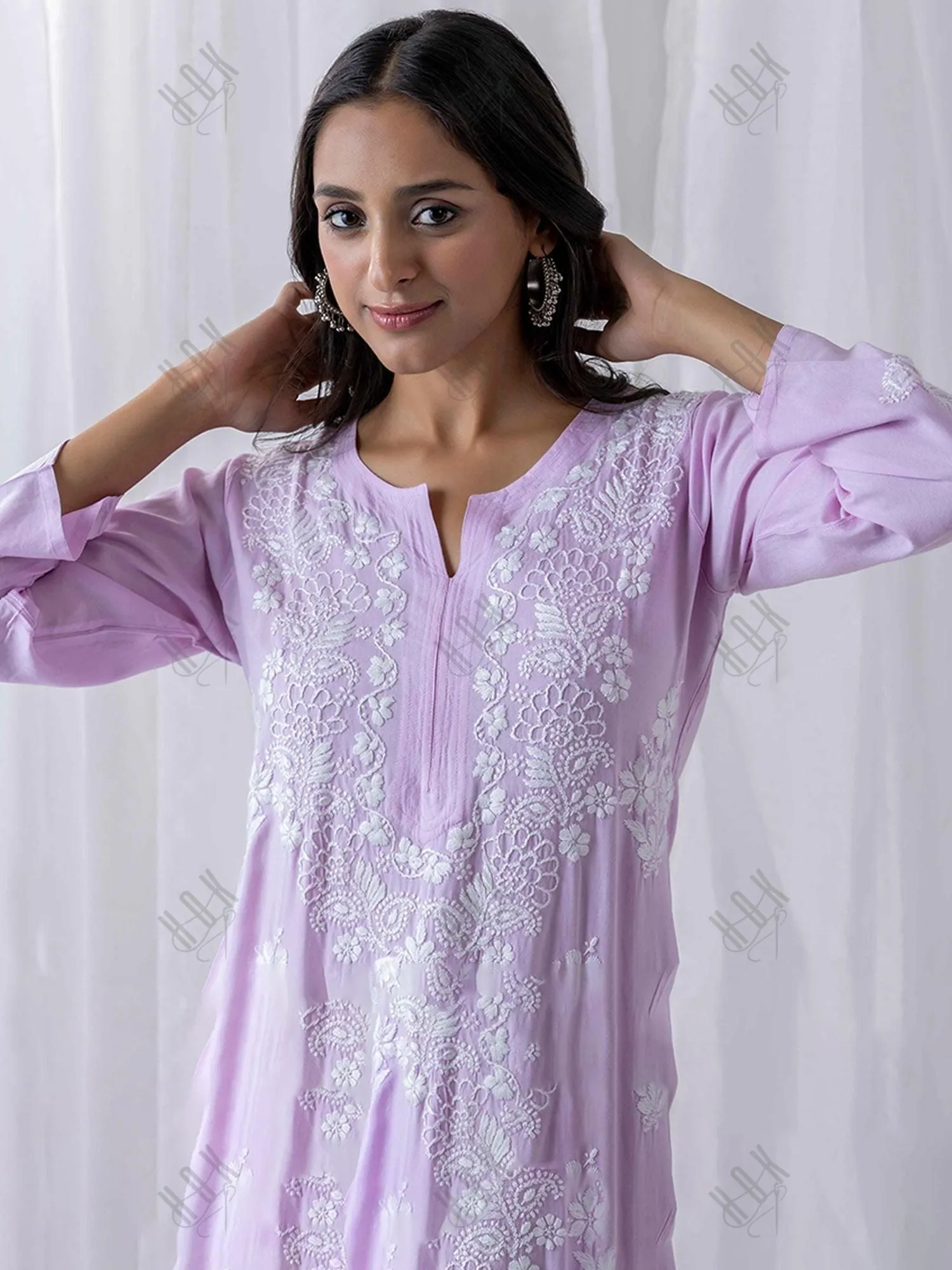 Batool in  Fizaa Hand Embroidered Chikankari Kurta in Pink