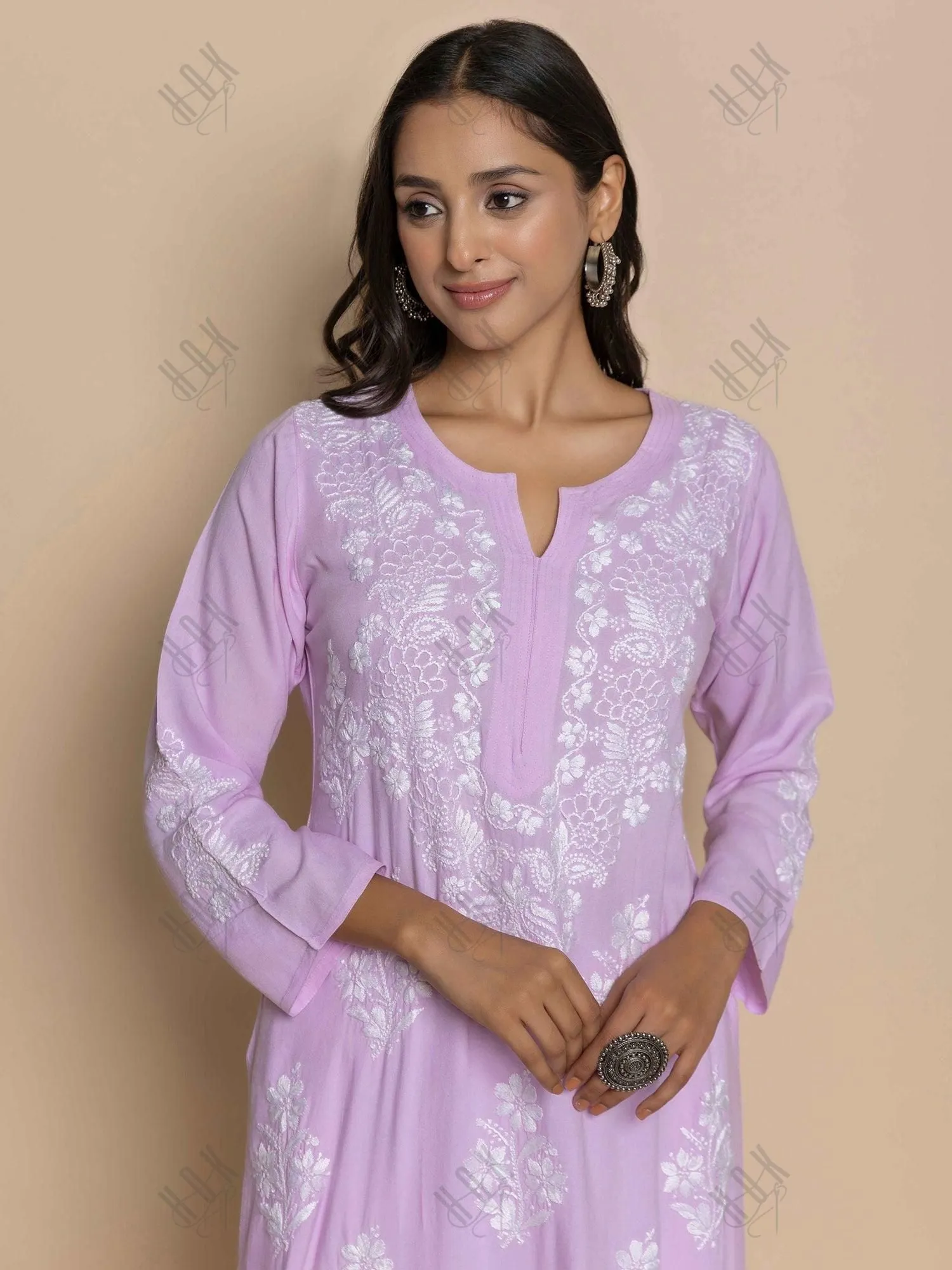 Batool in  Fizaa Hand Embroidered Chikankari Kurta in Pink