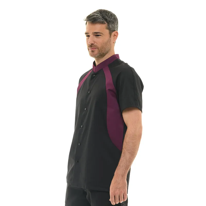 Stylish Black and Purple Duo Chef Coat - Premium Quality by MANELLI