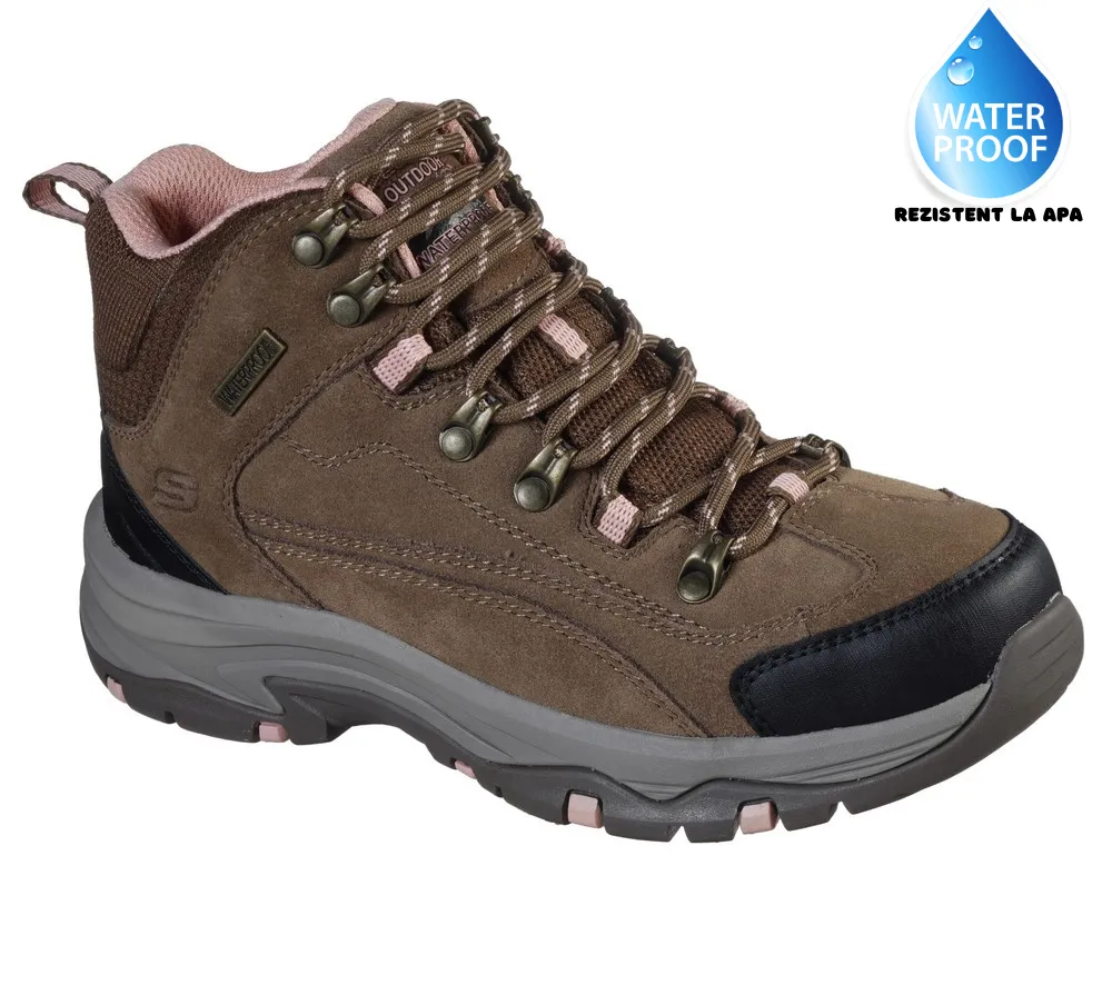 Bocanci sport, dama, SKECHERS WATERPROOF Trego Alpine Trail, 167004-BRTN maro, piele intoarsa