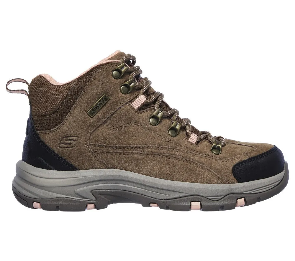 Bocanci sport, dama, SKECHERS WATERPROOF Trego Alpine Trail, 167004-BRTN maro, piele intoarsa