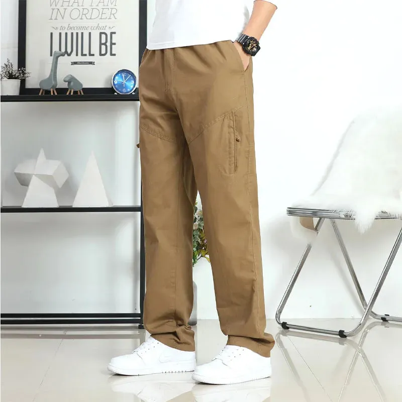 BONSIR  -  2024 New Spring/Summer Fashion Brand Solid Color Multi Pocket Youth Pants Loose and Versatile Simple Large Men's Casual Pants