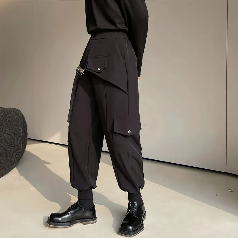 Bonsir -  Hair stylist trendy man overalls work pants loose feet wide leg pants boots pants