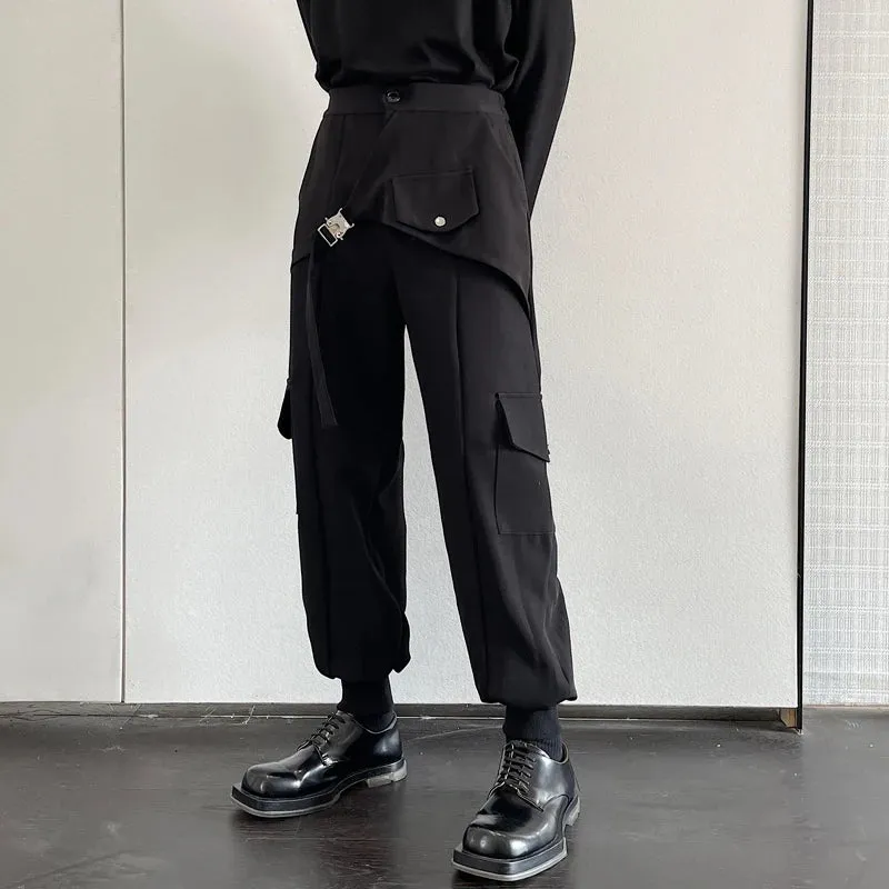 Bonsir -  Hair stylist trendy man overalls work pants loose feet wide leg pants boots pants