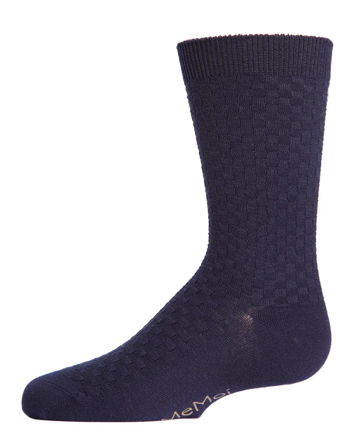 Boys Basket Weave Patterned Combed Cotton Crew Socks