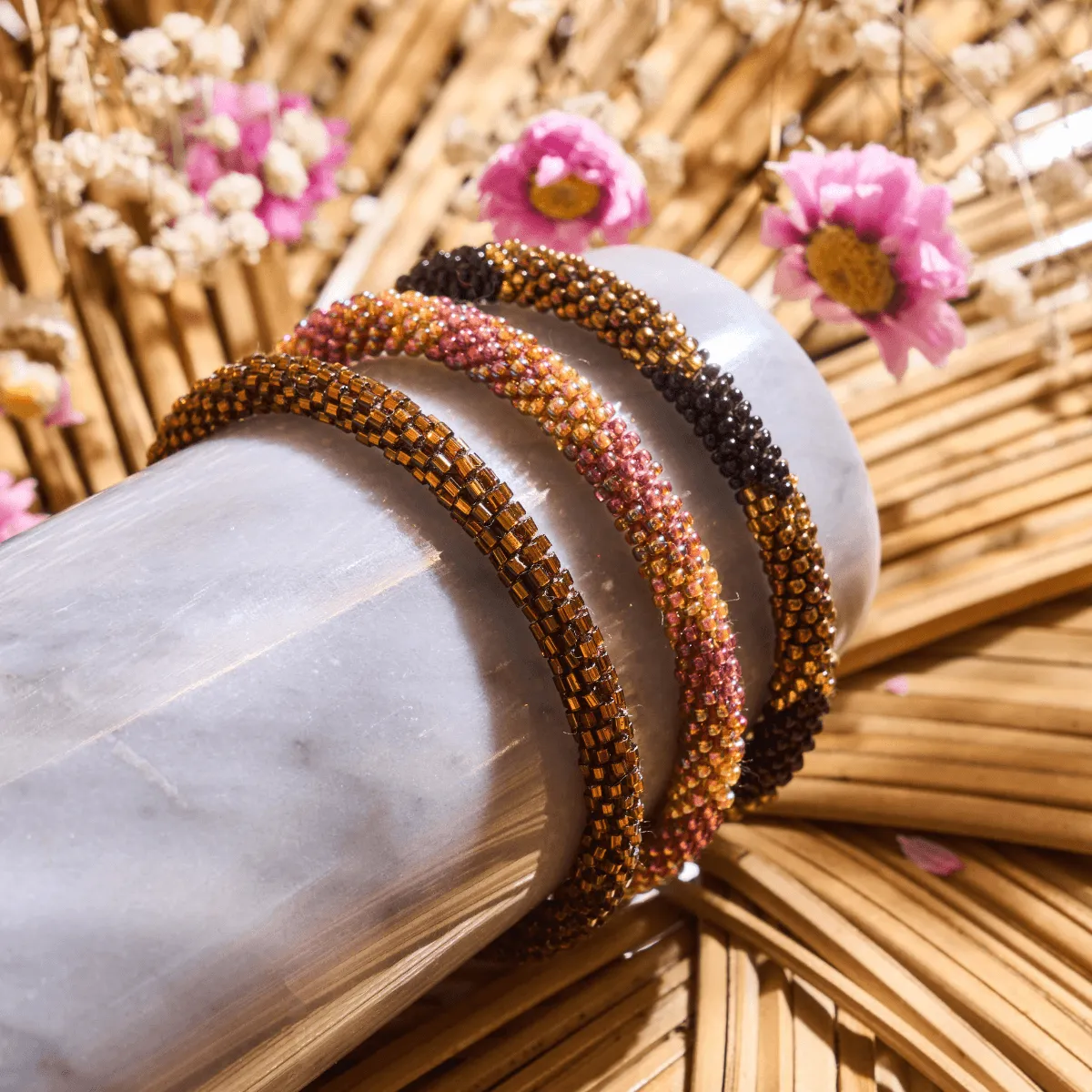 Bronze Goddess II | Himalayan Glass Bead Bracelet