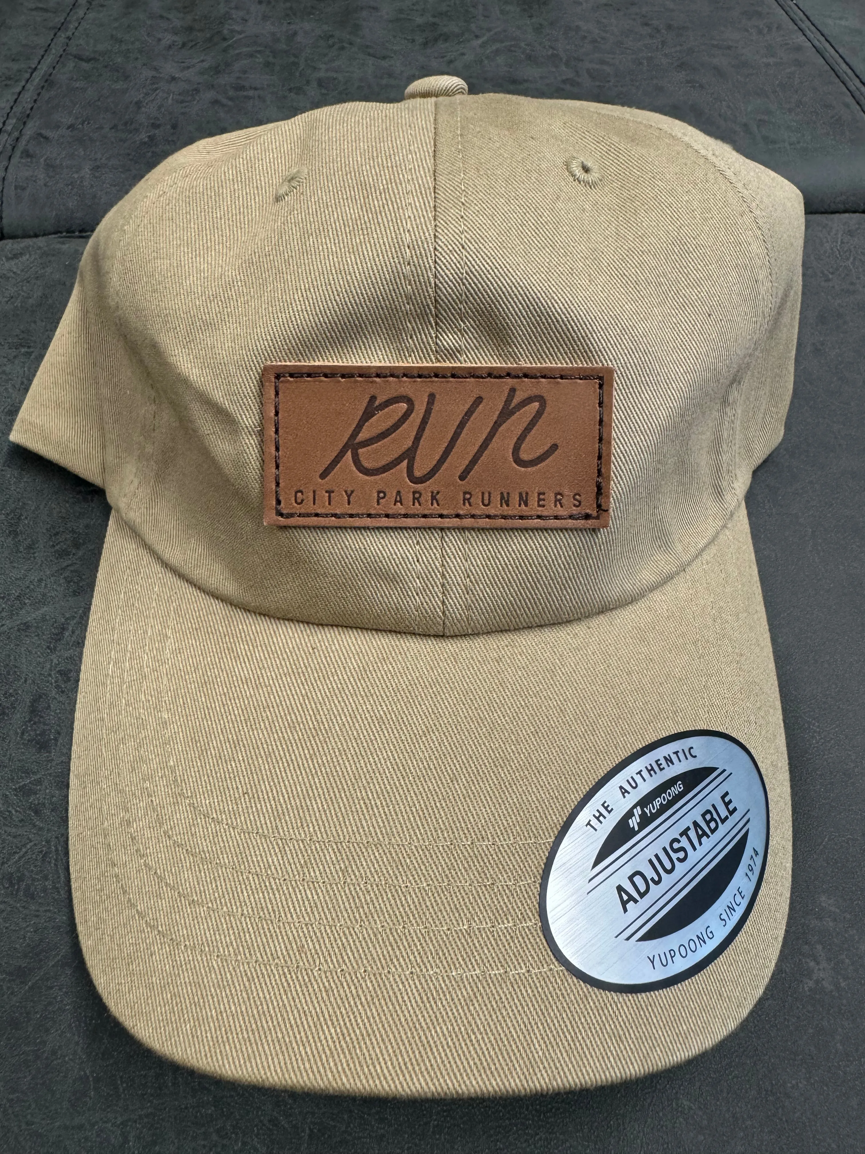 City Park Runners "RUN" Leather Crest Dad Cap