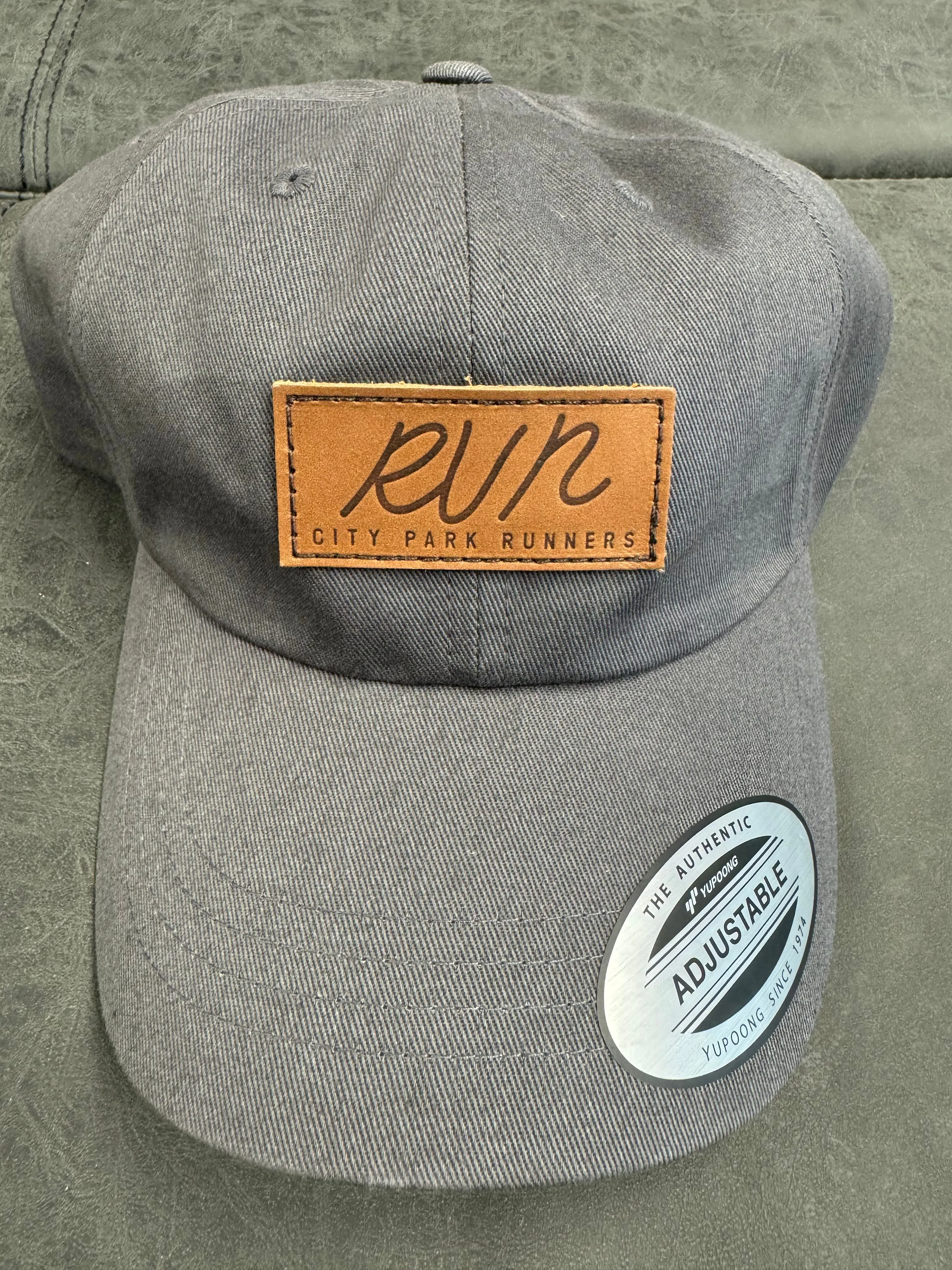 City Park Runners "RUN" Leather Crest Dad Cap