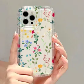 Clear Flowers Pattern Phone Case For iPhone