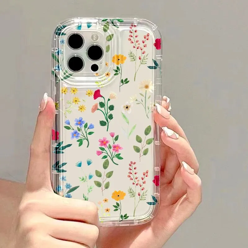 Clear Flowers Pattern Phone Case For iPhone