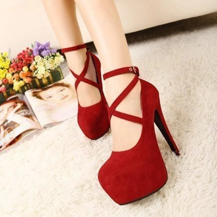 Comemore Red Black Black High Heel Stiletto Ladies Dress Pumps