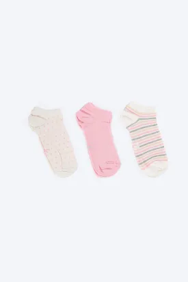 Cotton Ankle Socks - 3 Pairs