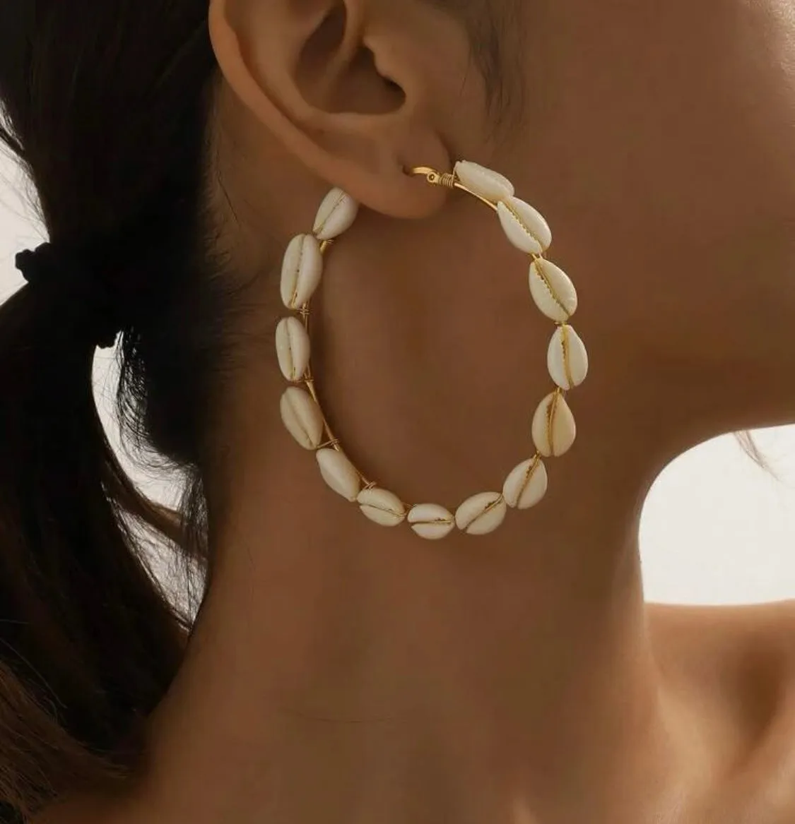 Cowry Shell Hoop Earrings