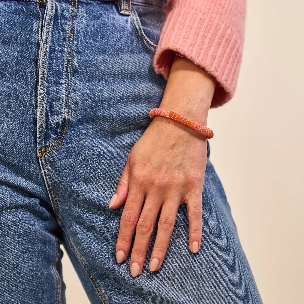 Creamsicle | Himalayan Glass Bead Bracelet