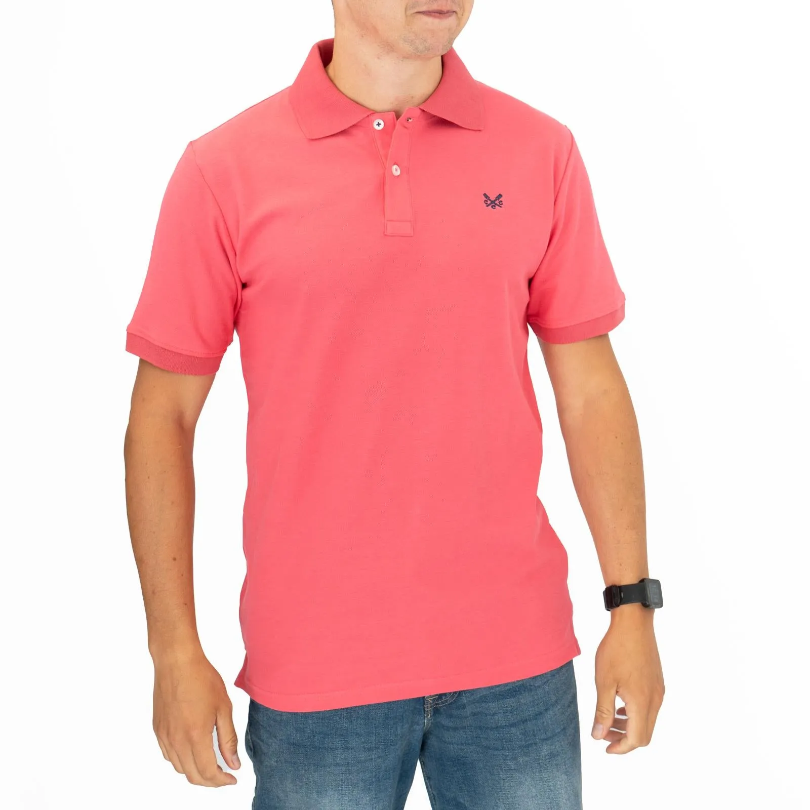 Crew Clothing Company Lightweight Polo Shirt Pink