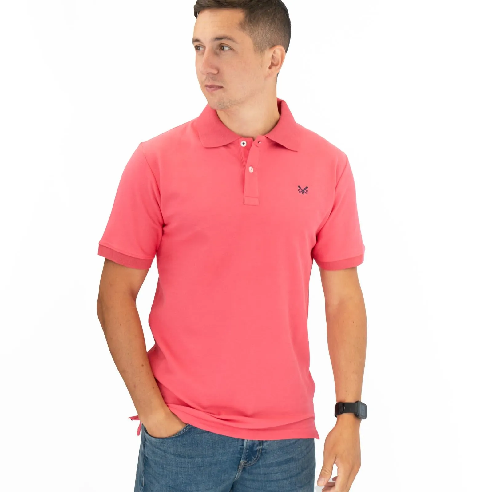 Crew Clothing Company Lightweight Polo Shirt Pink