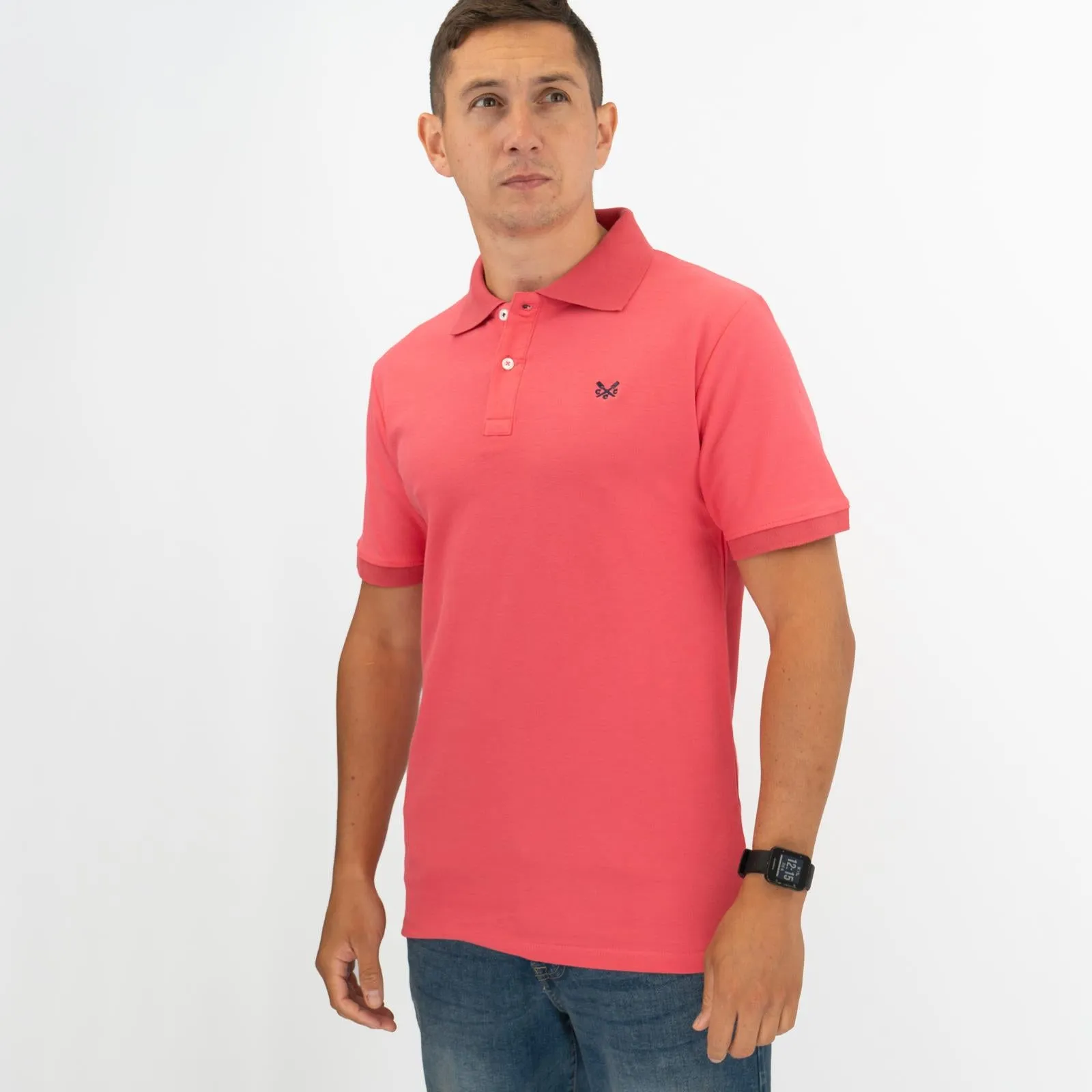 Crew Clothing Company Lightweight Polo Shirt Pink