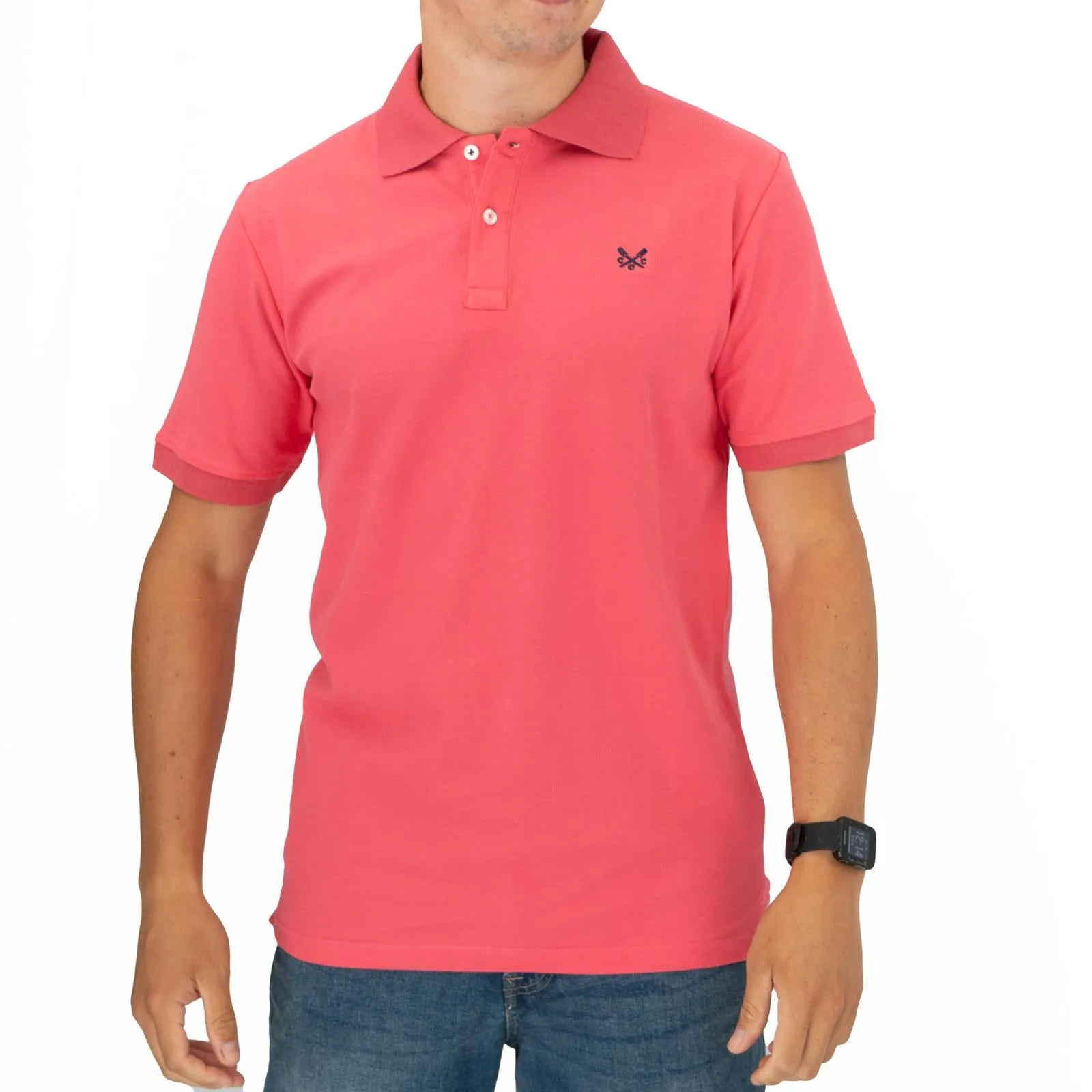 Crew Clothing Company Lightweight Polo Shirt Pink