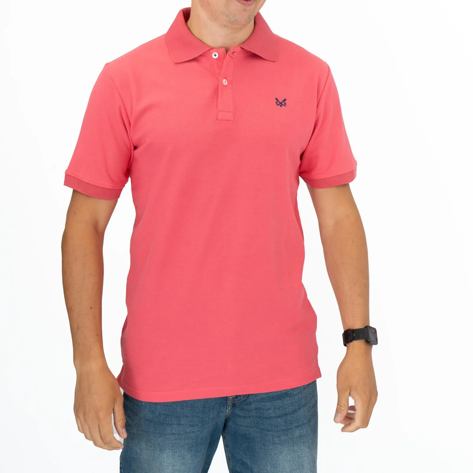 Crew Clothing Company Lightweight Polo Shirt Pink