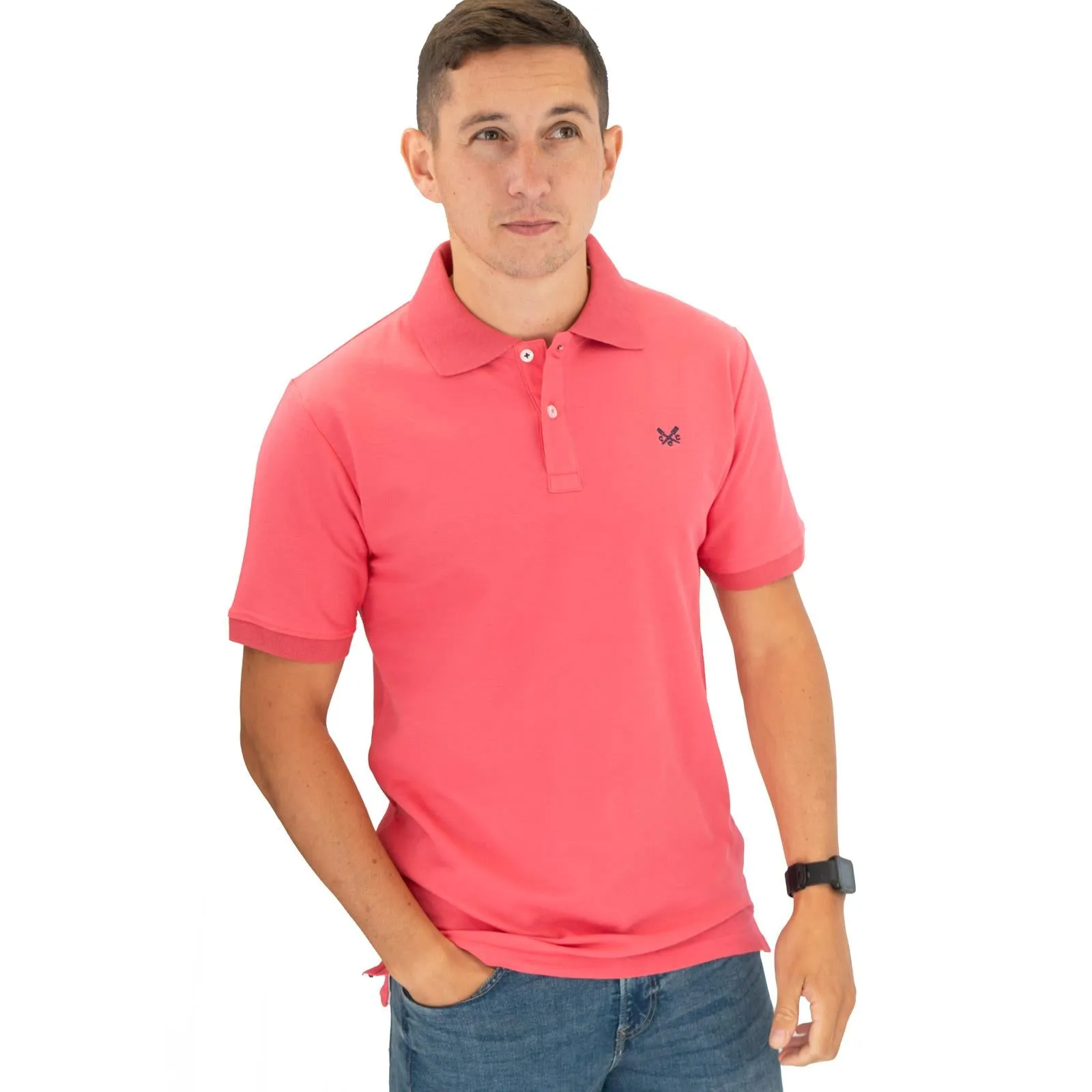 Crew Clothing Company Lightweight Polo Shirt Pink